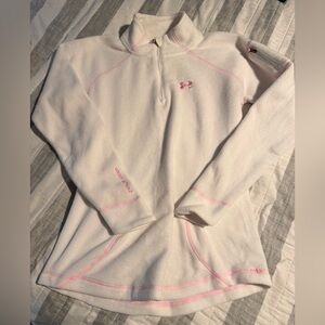 Under Armour Women's Pink and White Fleece Hoodie